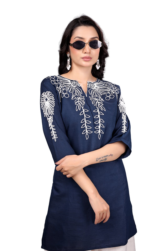 OWLSKY PURE COTTON EMBROIERY 3/4 SLEEVES STRAIT KURTA WITH PALAZZOS