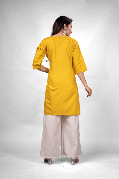 Mustard Yellow embroidered Coord Set