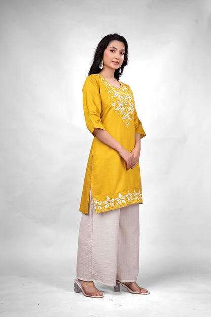 Mustard Yellow embroidered Coord Set