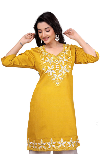 Mustard Yellow embroidered Coord Set