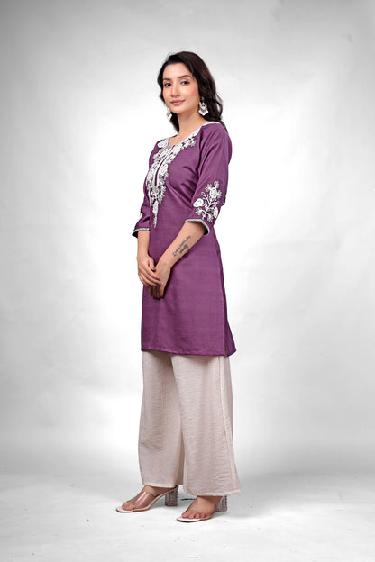 Royal purple Embroidered coord set
