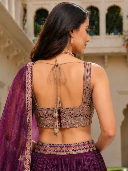 Deep Purple Lehenga Set