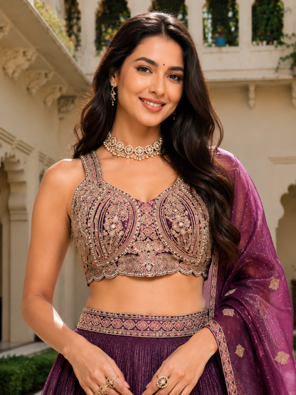 Deep Purple Lehenga Set